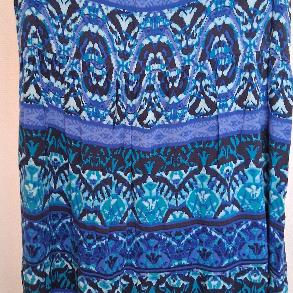 Elegant Notations Blue and Black Crochet Patterned Flow Maxi Dress - Picture 9 of 10